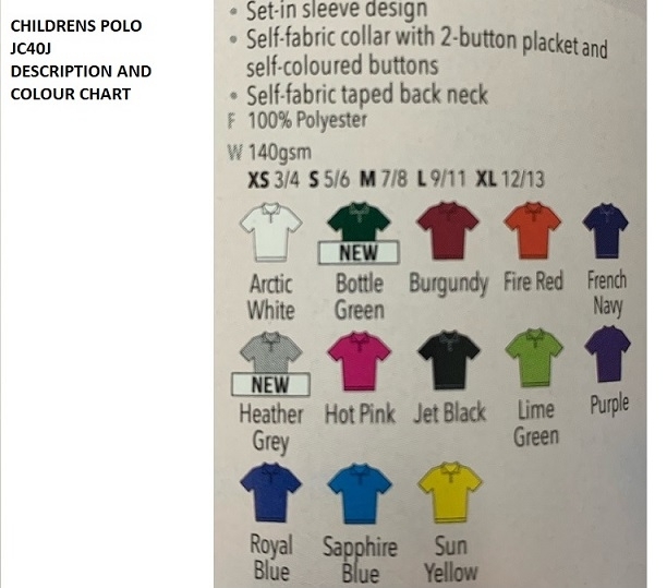 JC40J Colour Chart