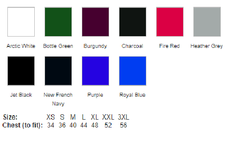 JH101 Colour Chart & Size