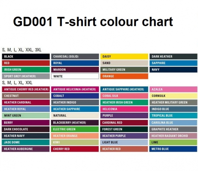 gd001 colour chart